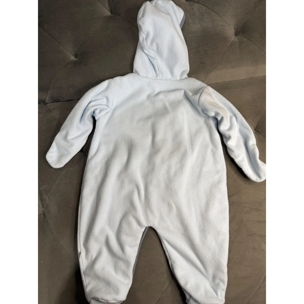 Disney Classic Pooh Blue‎ Fleece Hooded Footie Romper Winnie Tigger 9 Months